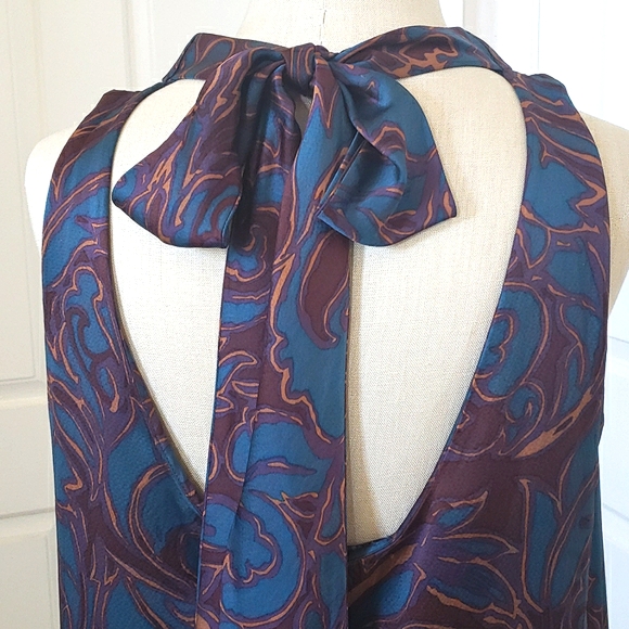 MARC by MARC JACOBS Silk Dress Cutout Back Jewel-Tone Paisley SIZE MEDIUM - Picture 4 of 15